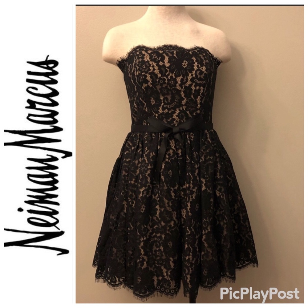 Neiman Marcus Lace Overlay Dress